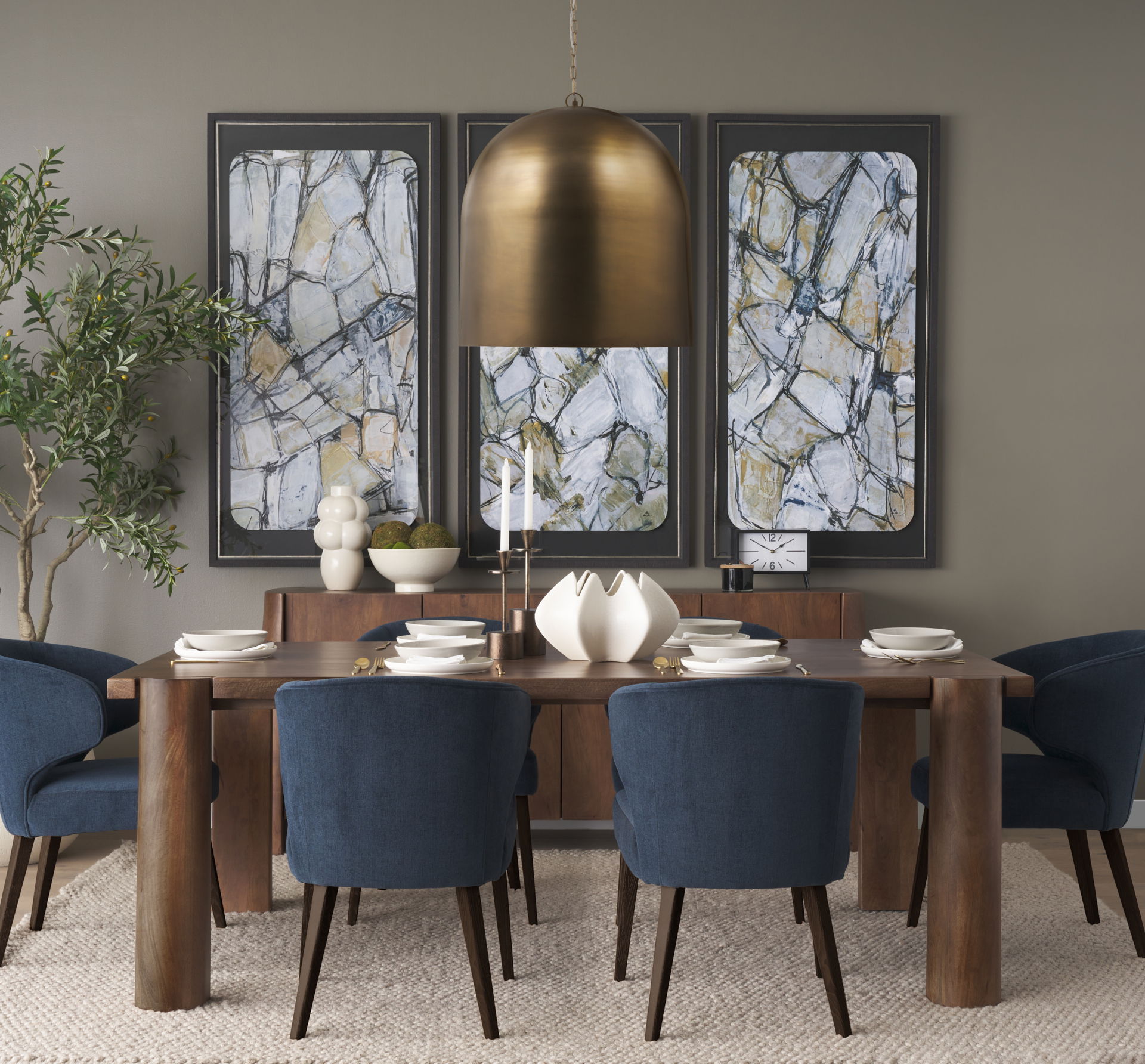 Sanne Antiqued Gold Metal with Silver Foil Large Pendant Light large image 