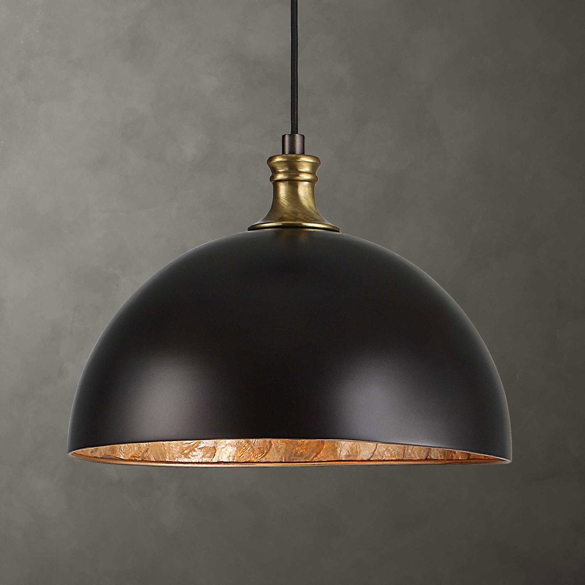 Placuna 1 Light Bronze Pendant, by Uttermost, 10.5" height x 1'3" diameter View 2
