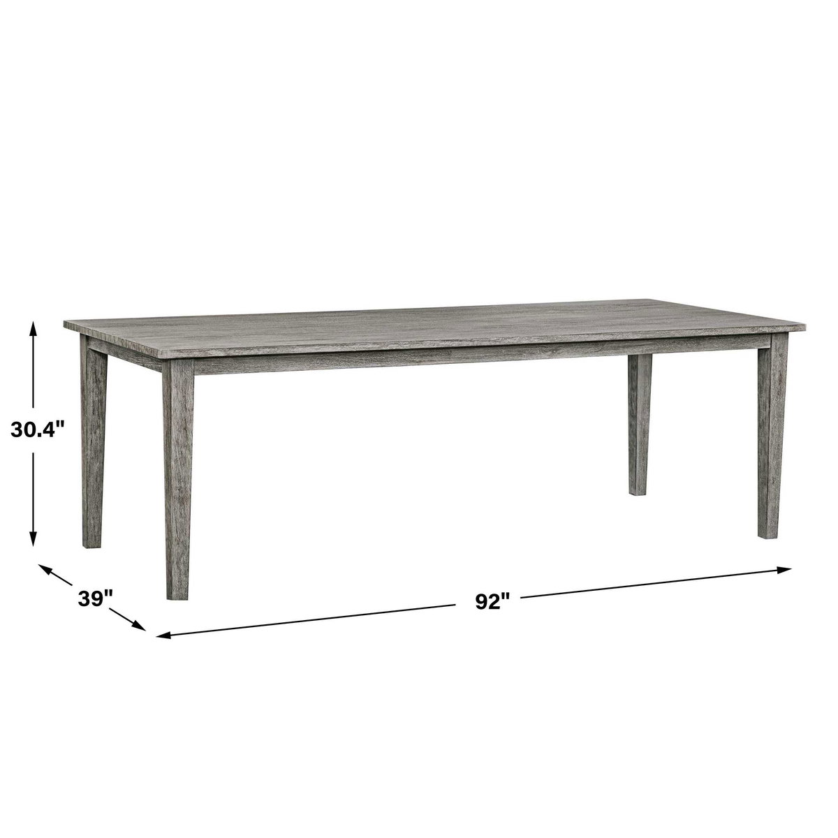 Forsyth Dark Gray Outdoor Dining Table, Outdoor Table by Uttermost, 7'8" width x 2'6.4" height x 3'3" depth View 3