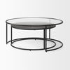 Arlo  Set of 2 Brown Wood and Glass with Black Metal Coffee Tables thumbnail 4