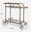Carrinho Antique Brass Bar Cart, Bar Carts & Cabinet by Uttermost, 38.25" width x 36.25" height x 16.25" depth thumbnail 3
