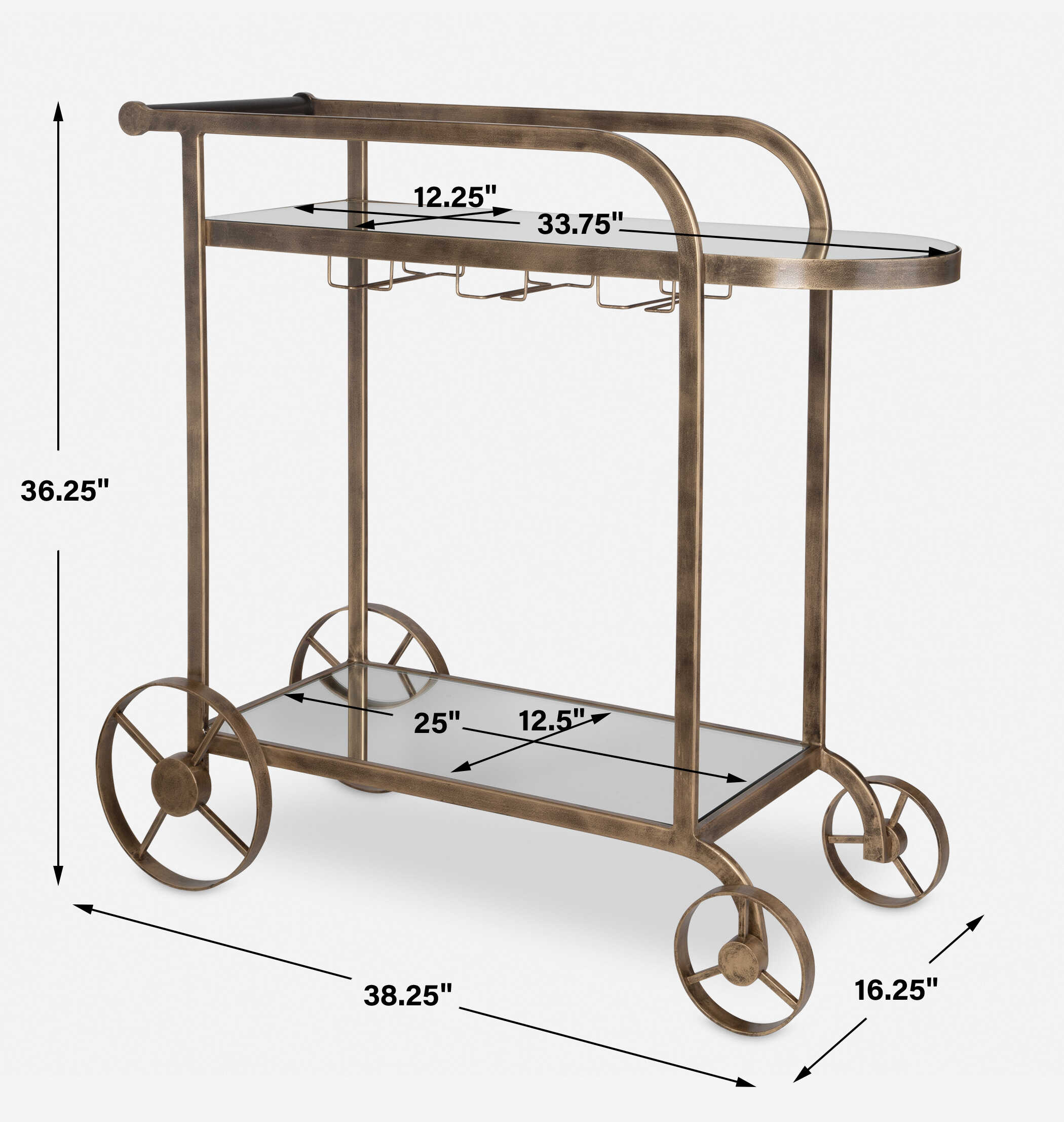 Carrinho Antique Brass Bar Cart large image 