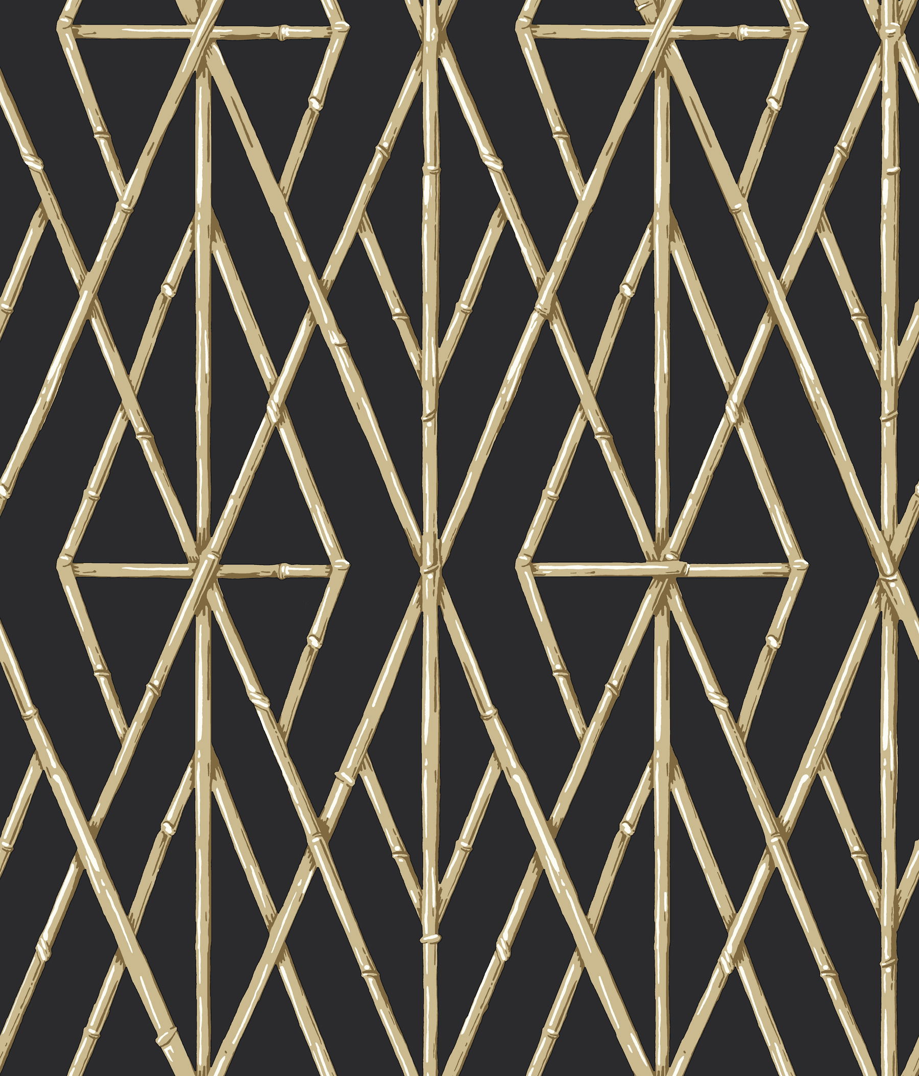 Riviera Bamboo Trellis Black Wallpaper, by York Wall, 33' length x 1'8.5" width x 0.02" depth View 1