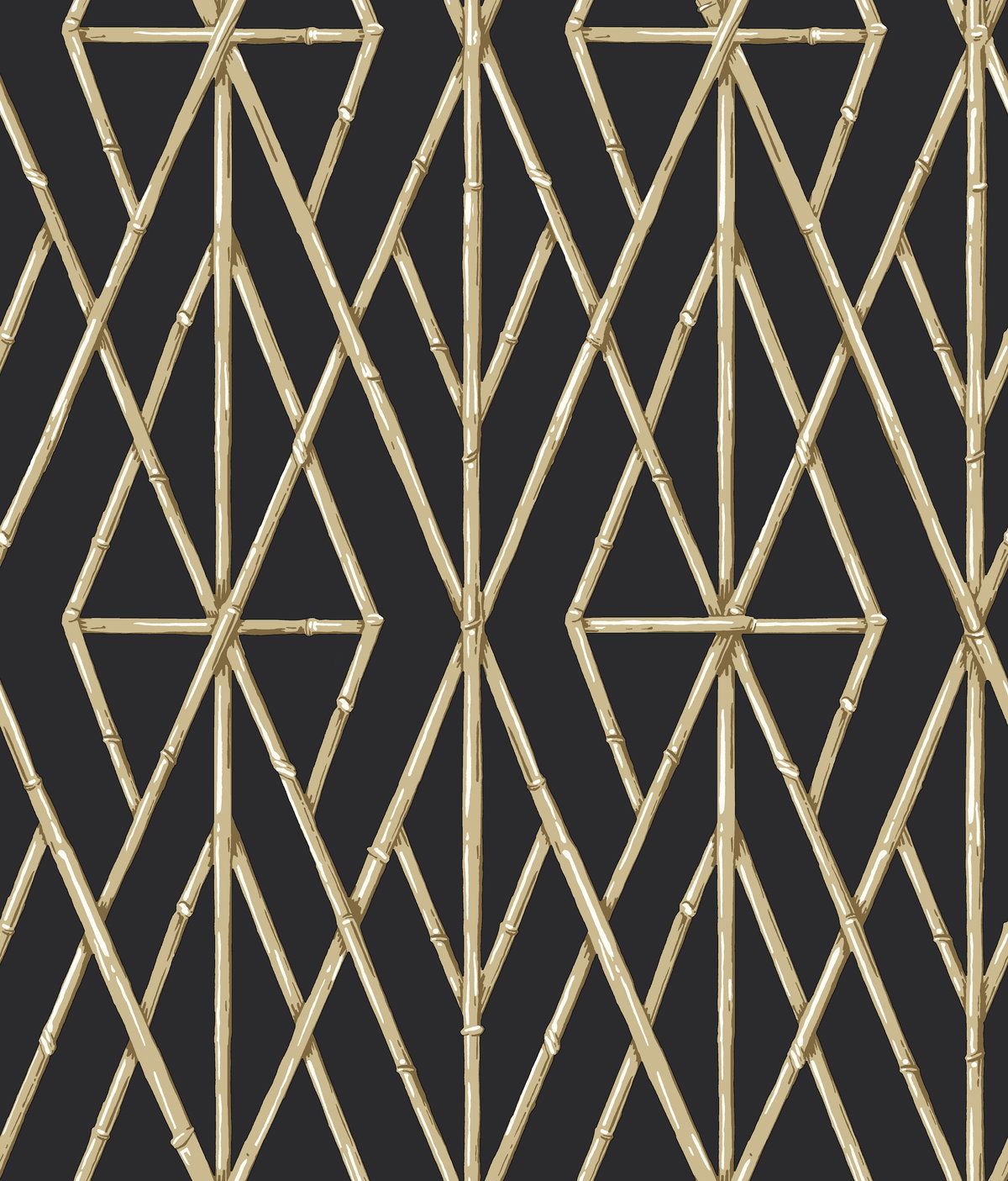 Riviera Bamboo Trellis Black Wallpaper, by York Wall, 33' length x 1'8.5" width x 0.02" depth