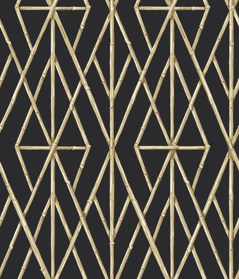 Riviera Bamboo Trellis Black Wallpaper