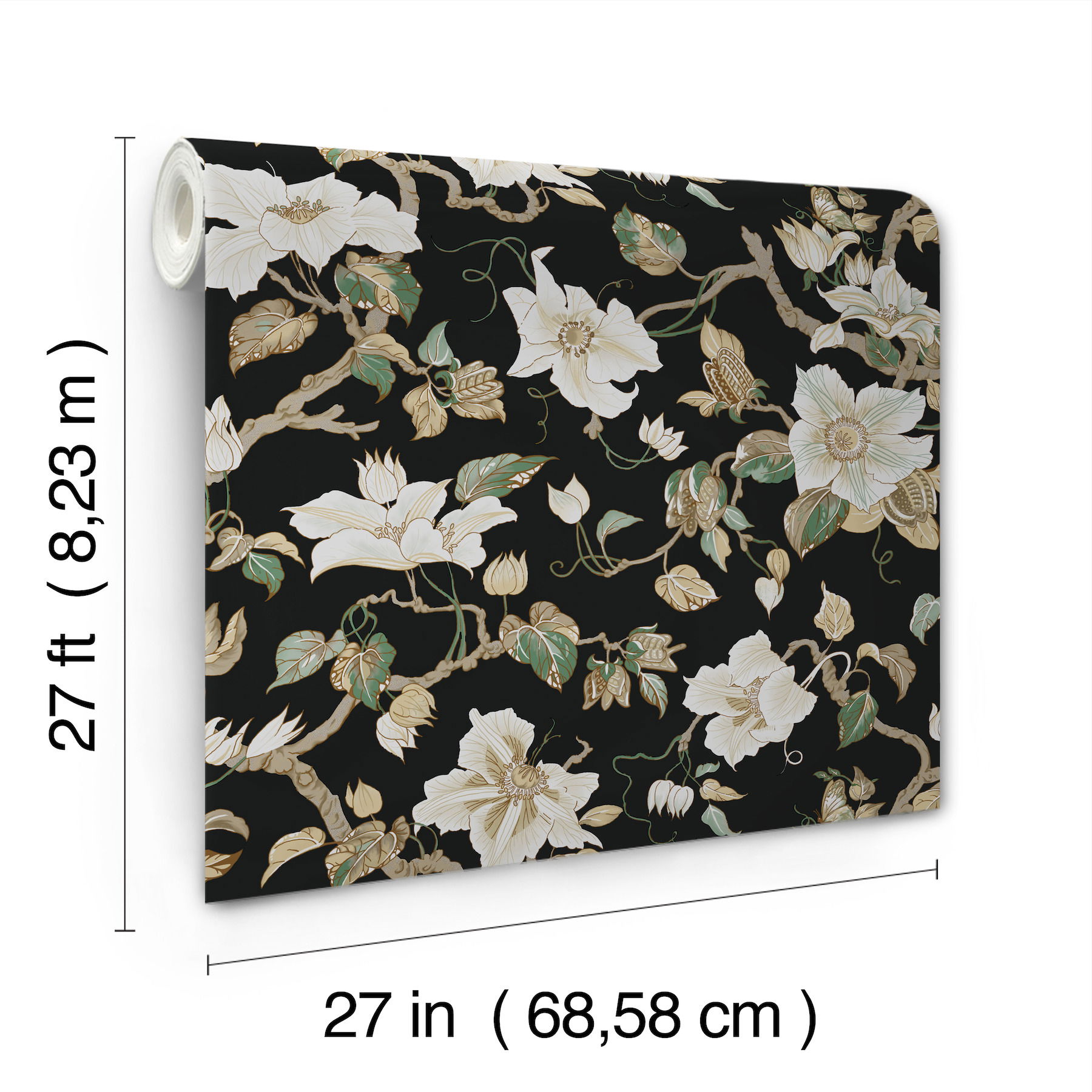 Marguerite Vine Black Wallpaper large image 
