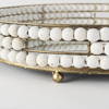 Decatur I 21L x 21W White Wooden Bead Mirrored Bottom Round Tray, Decorative Tray by Mercana, 21.26" length x 21.26" width x 3.94" height thumbnail 8