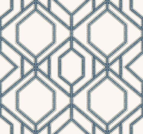 Sawgrass Trellis White & Blue Wallpaper