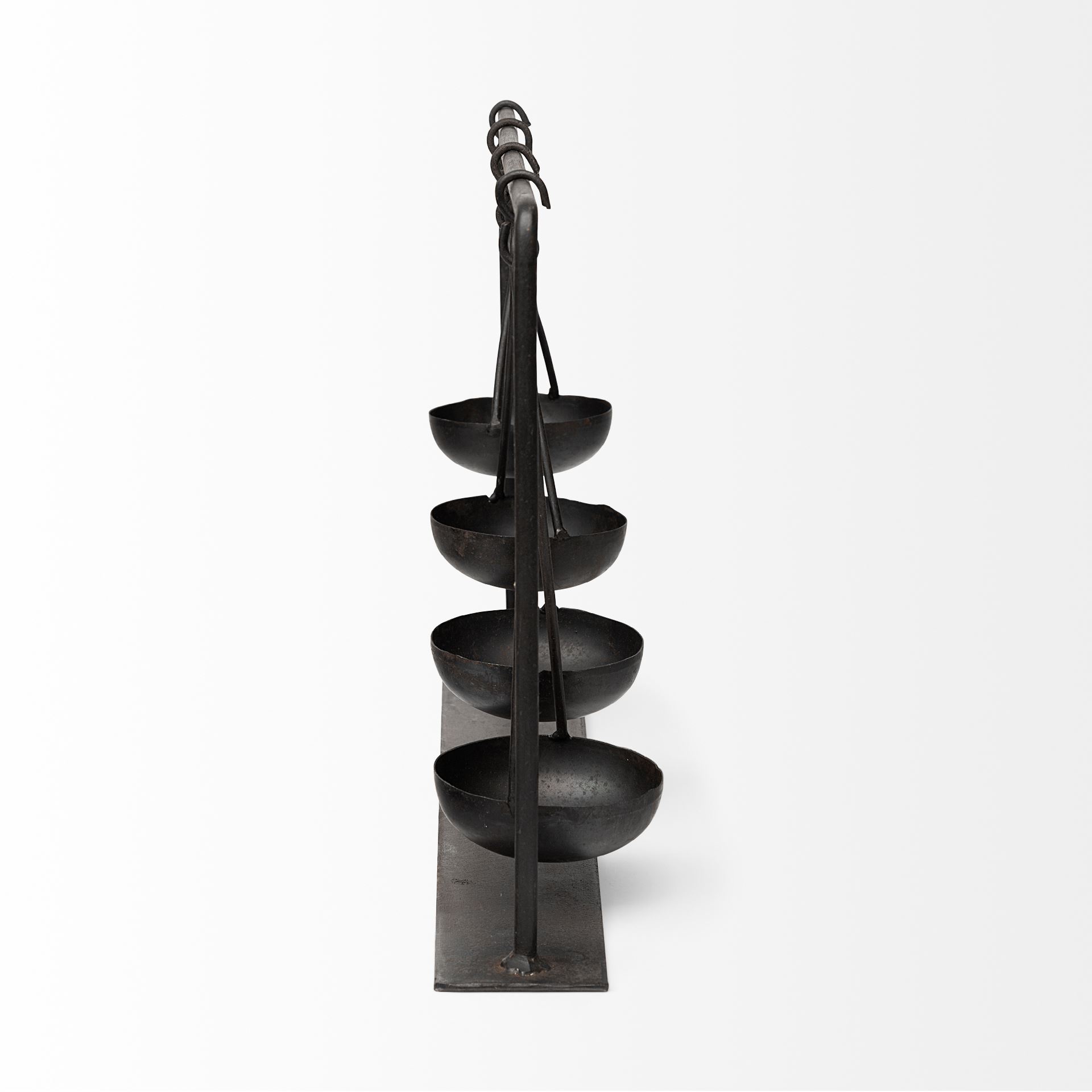 Enos 19L x 3W Black Metal 4 Bowl Ancient Spice Market Decorative Display, Decorative Object by Mercana, 18.5" length x 3" width x 10.5" height View 4