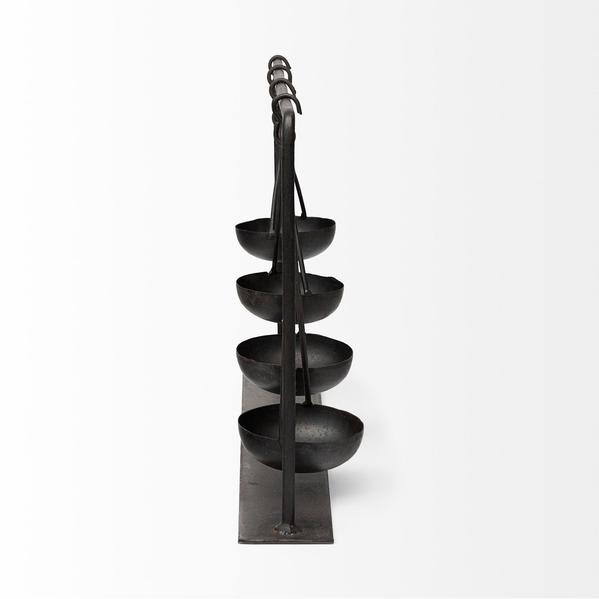 Enos 19L x 3W Black Metal 4 Bowl Ancient Spice Market Decorative Display, Decorative Object by Mercana, 18.5" length x 3" width x 10.5" height View 4