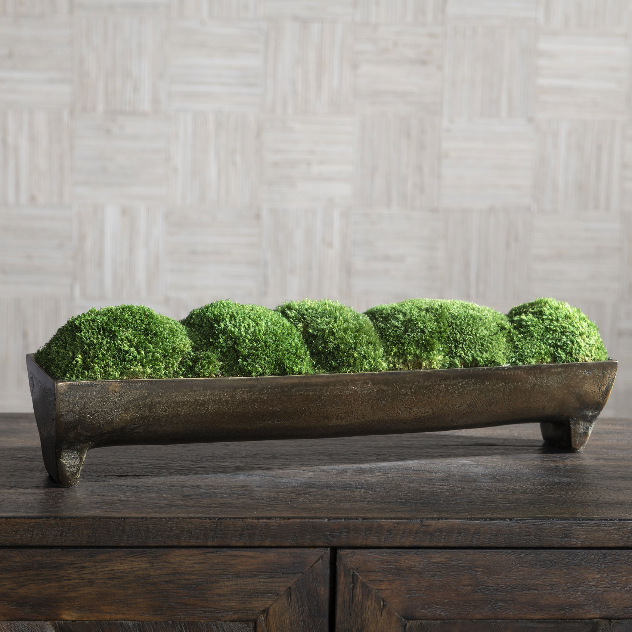 Canal Moss Small Centerpiece, Decorative by Uttermost, 17" width x 5" height x 3" depth View 2