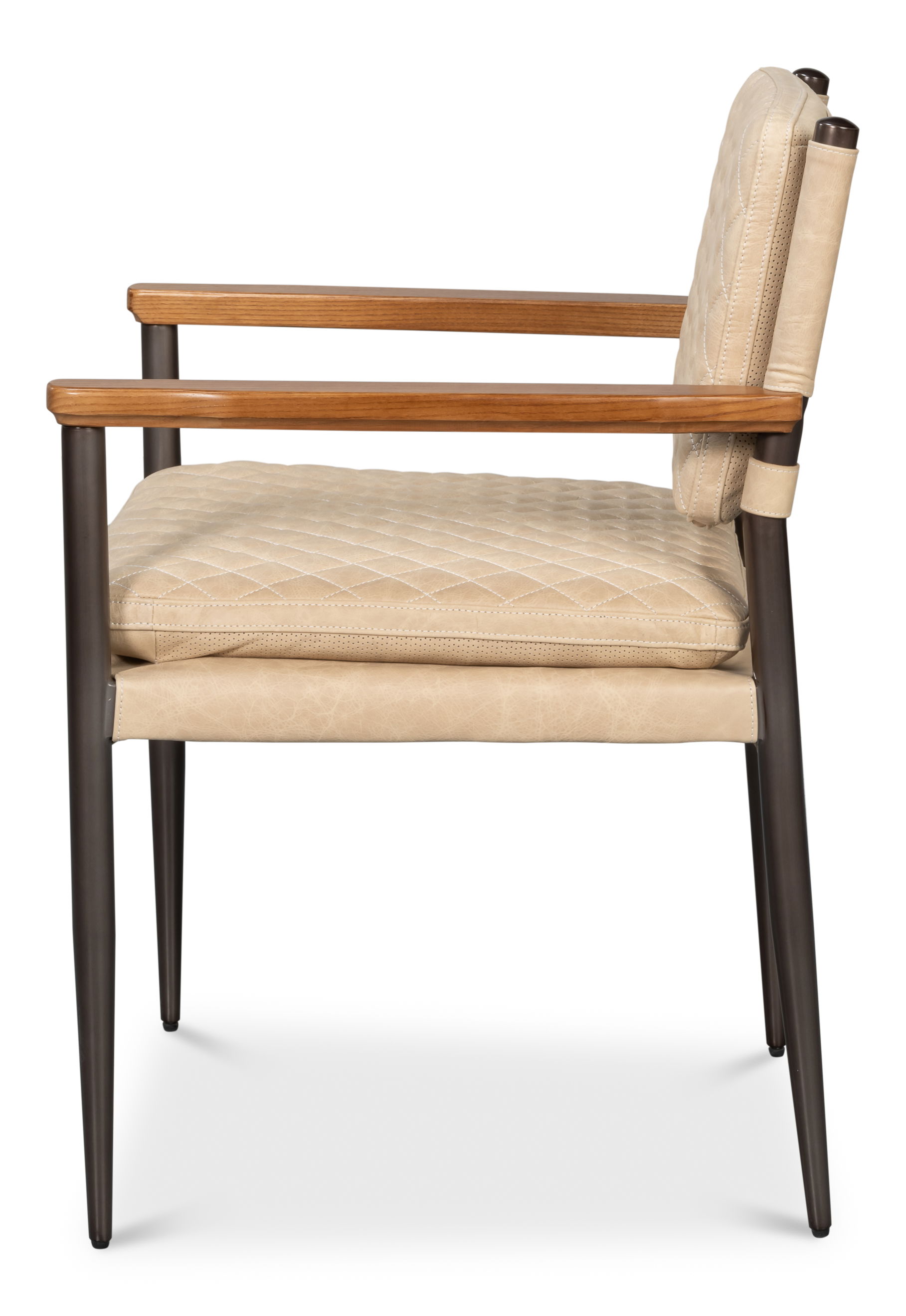 The Harley Chair, Cappuccino White Lthr, Seating by Sarreid, 23" length x 23" width x 33" height View 9