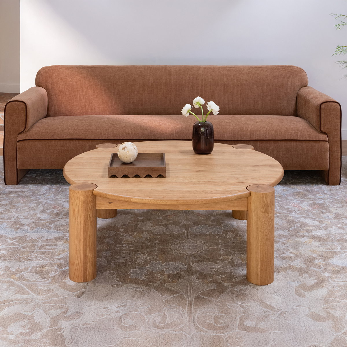 Jack Coffee Table Brushed Natural Oak, by Moe's Home, 43.3" width x 15.7" height x 43.3" depth View 6