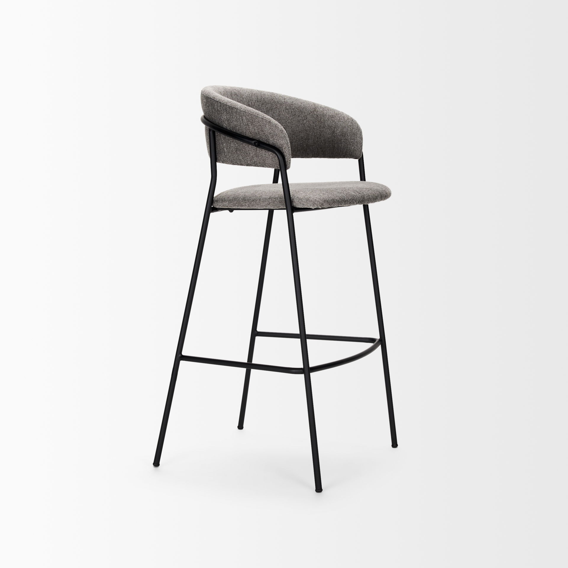 Carolyn Bar Stool with Gray Fabric & Matte Black Metal, Counter & Bar Stool by Mercana, 19.25" length x 20.4" width x 39.75" height View 7