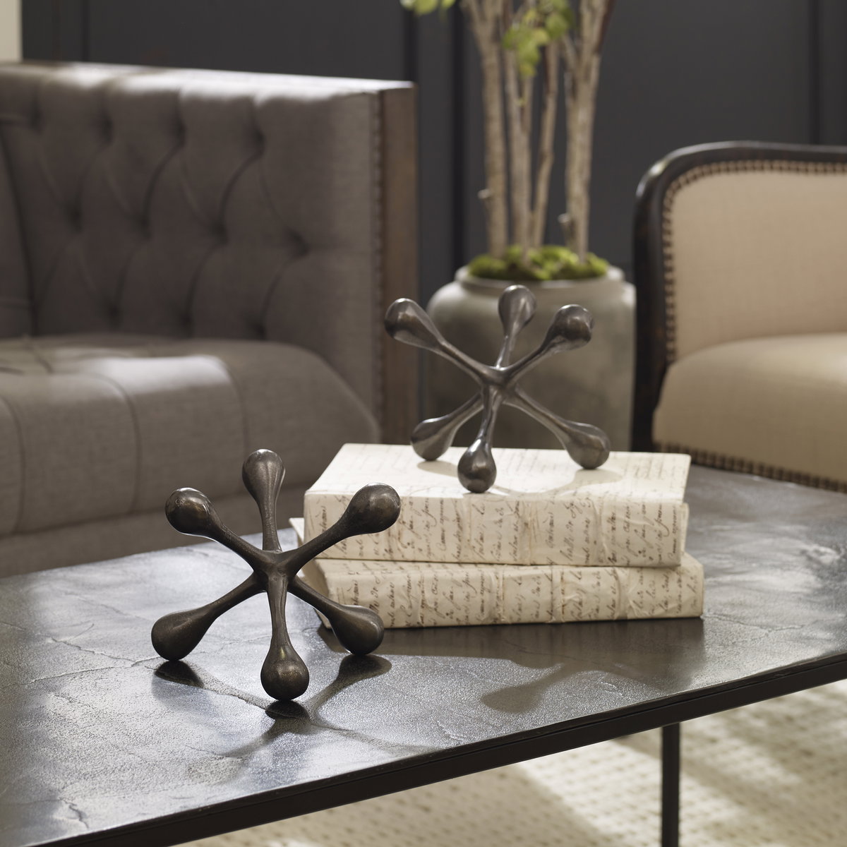 Harlan Black Nickel Objects Set/2, Figurines & Statue by Uttermost, 6.5" width x 5.5" height x 6.5" depth View 5