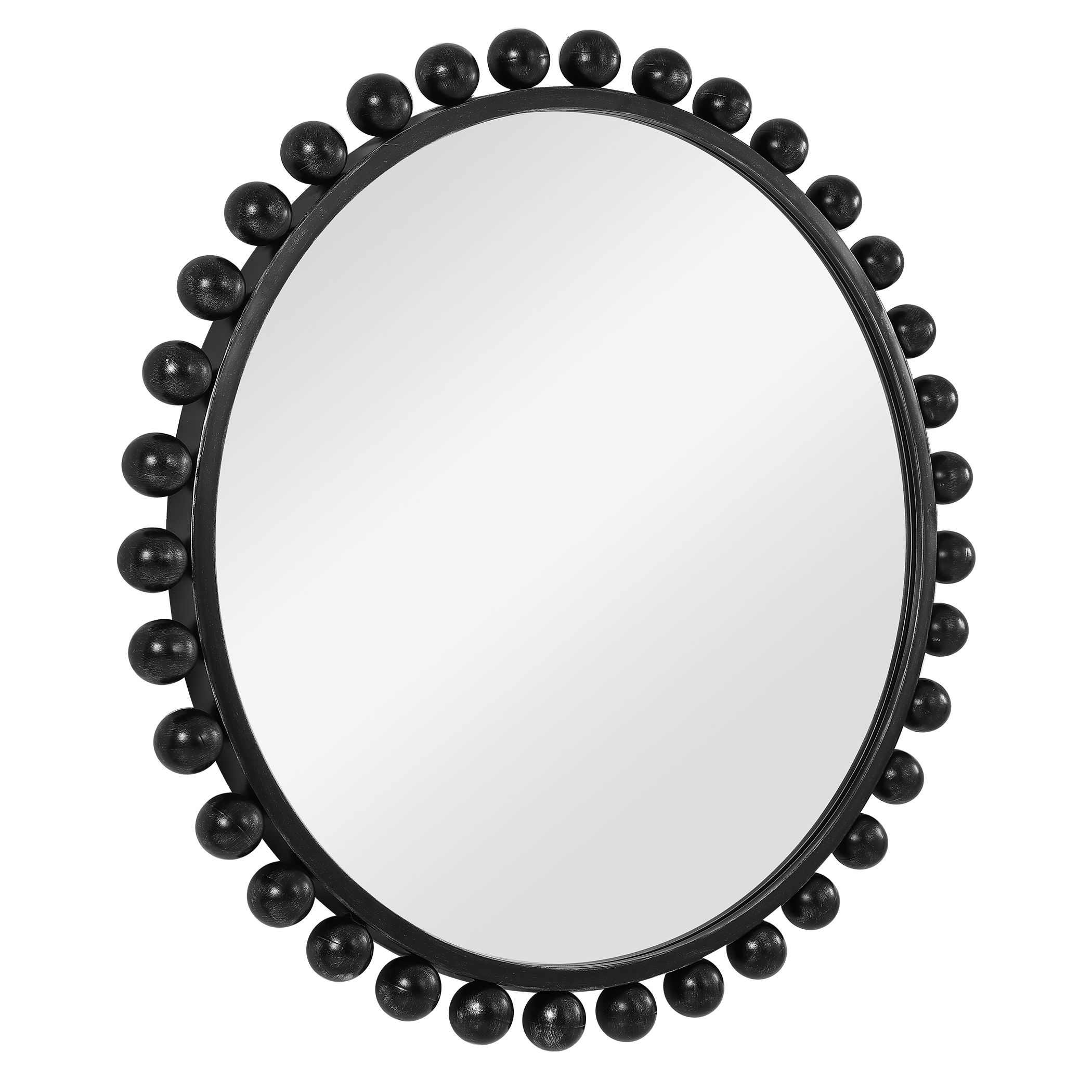 Cyra Black Round Mirror large image 