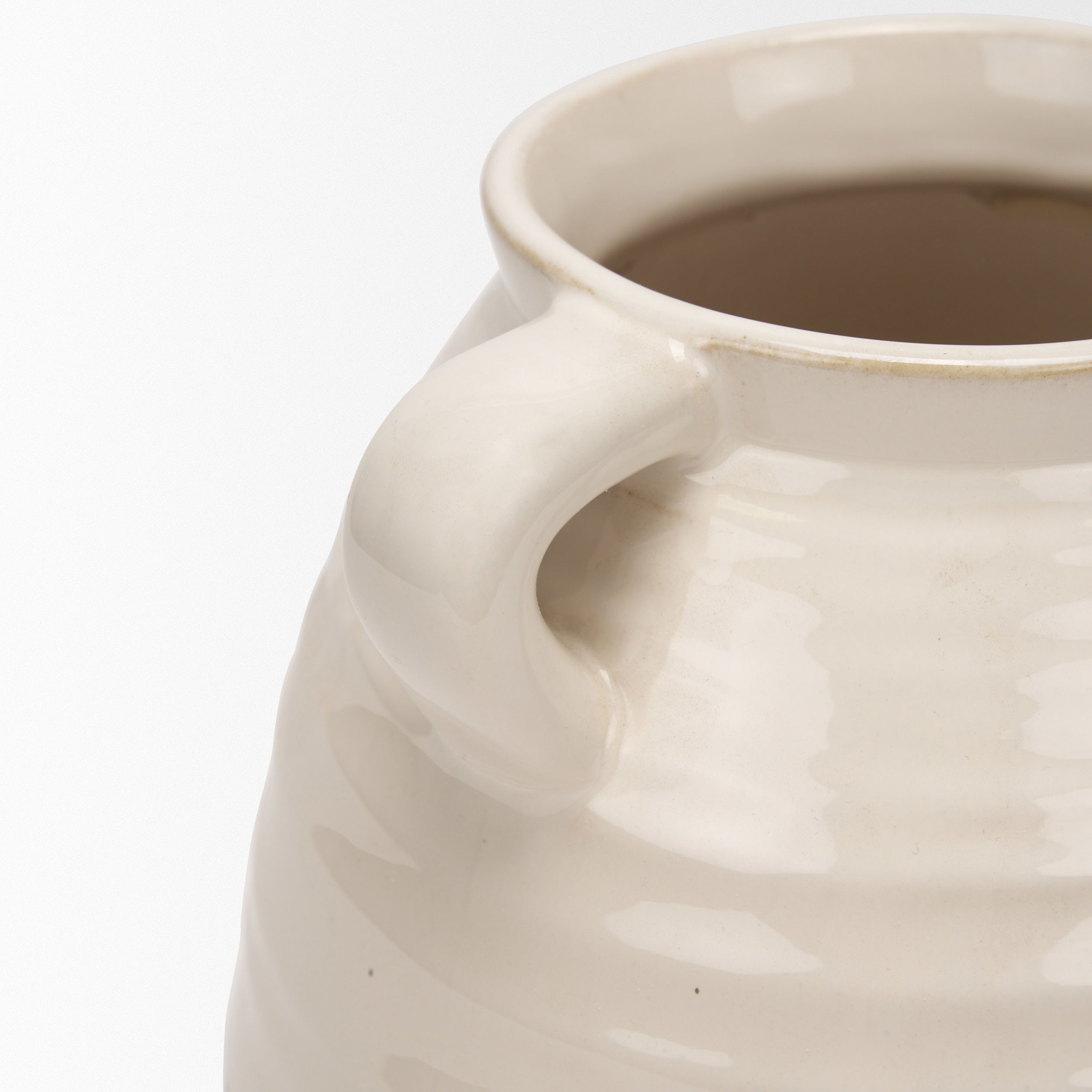 Tryna Large Beige with Matte Brown Ceramic Vase, by Mercana, 9.05" length x 9.05" width x 13.78" height View 11