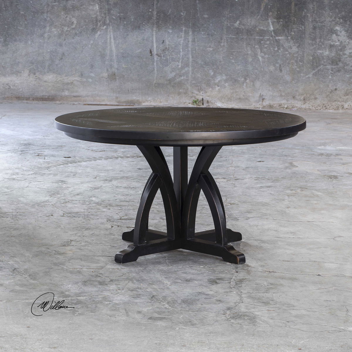 Maiva Round Black Dining Table, by Uttermost, 56" width x 30" height x 56" depth View 7