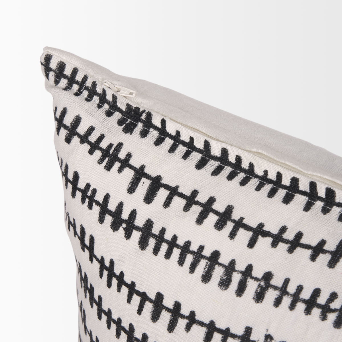 Jenna 14x26 Cream/Black Print Linen Lumbar Decorative Pillow Cover, by Mercana, 14" length x 26" width x 0.2" height View 11