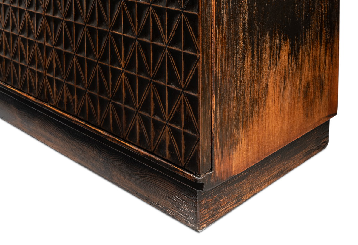 Scrubboard Front Sideboard  Ebony, by Sarreid, 1'5" length x 5'11" width x 2'10" height View 6