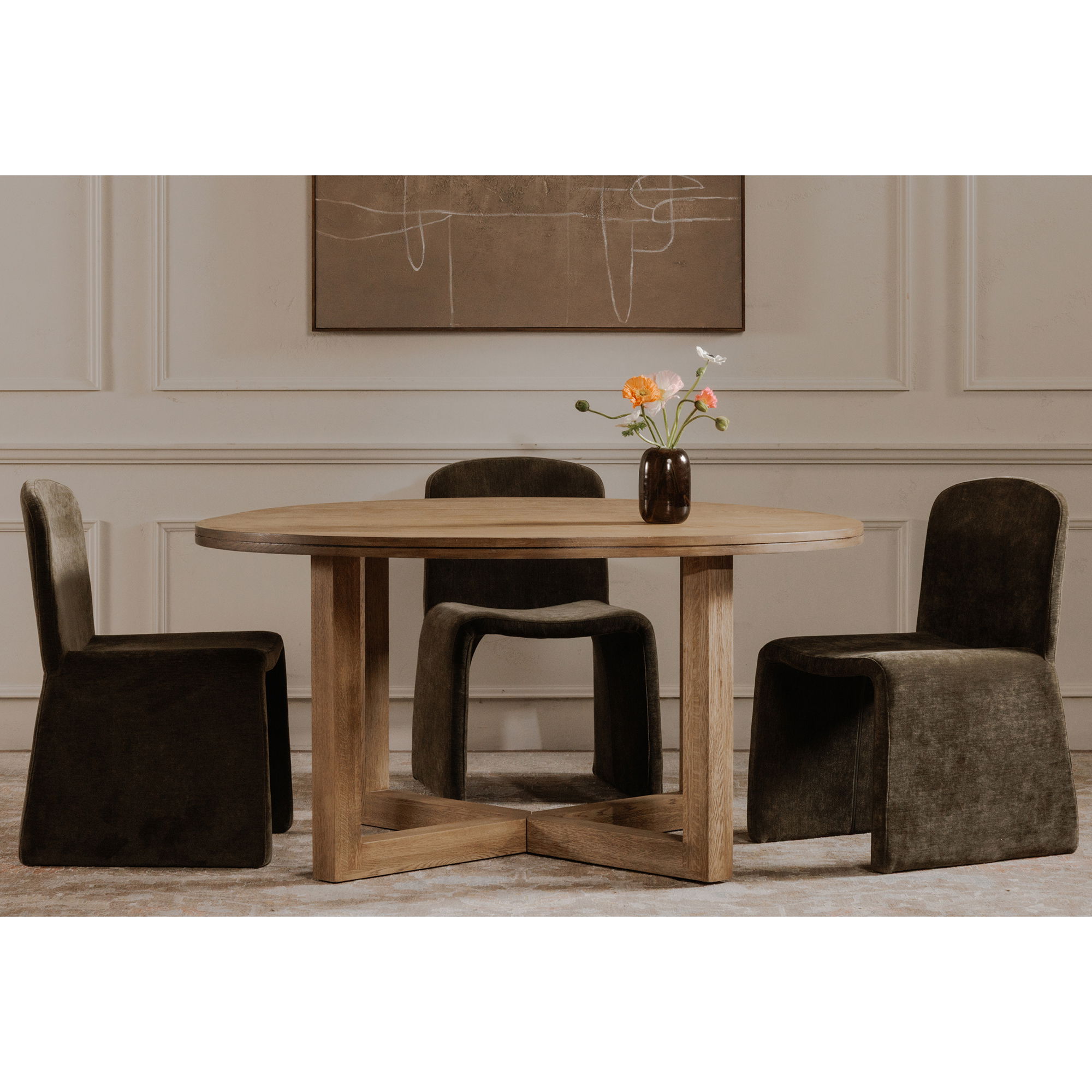 Joel Dining Table Natural, by Moe's Home, 60" width x 30" height x 60" depth View 10