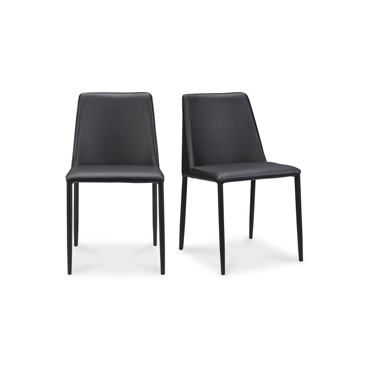 Nora Dining Chair Black Vegan Leather - Set Of Two, by Moe's Home, 17.75" width x 32" height x 22" depth View 2