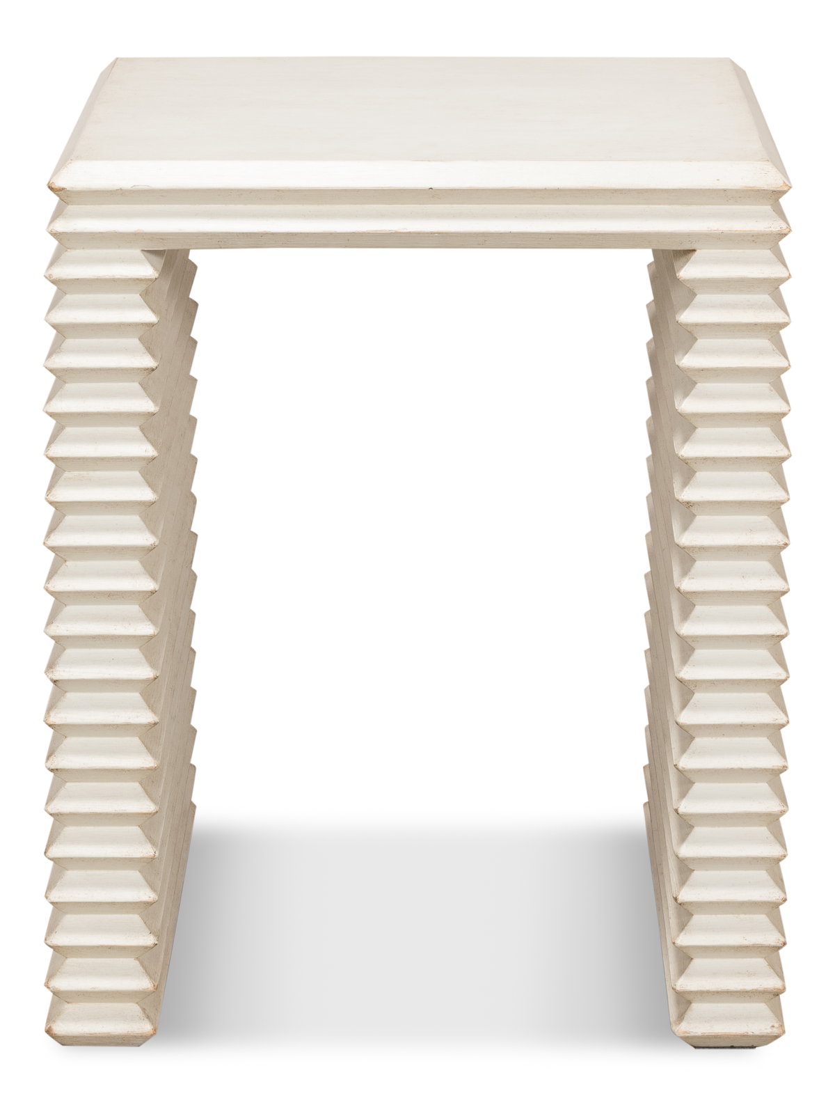 Stacked Side Table  Antique White, by Sarreid, 1'4" length x 1'8" width x 2' height View 2