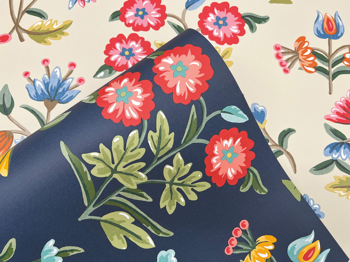 Heirloom Floral Navy Peel & Stick Wallpaper, by York Wall, 20' length x 1'8.5" width x 0.02" depth View 5