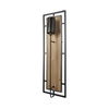 Cleo 16.9x57.1 Black Metal and Wood Rectangular Wall Sconce, by Mercana, 16.93" length x 7.87" width x 57.09" height thumbnail 1