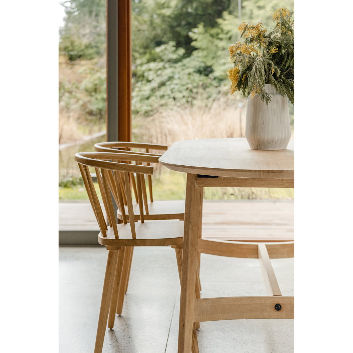 Trie Small Dining Table Natural, by Moe's Home, 76" width x 30" height x 36" depth View 6