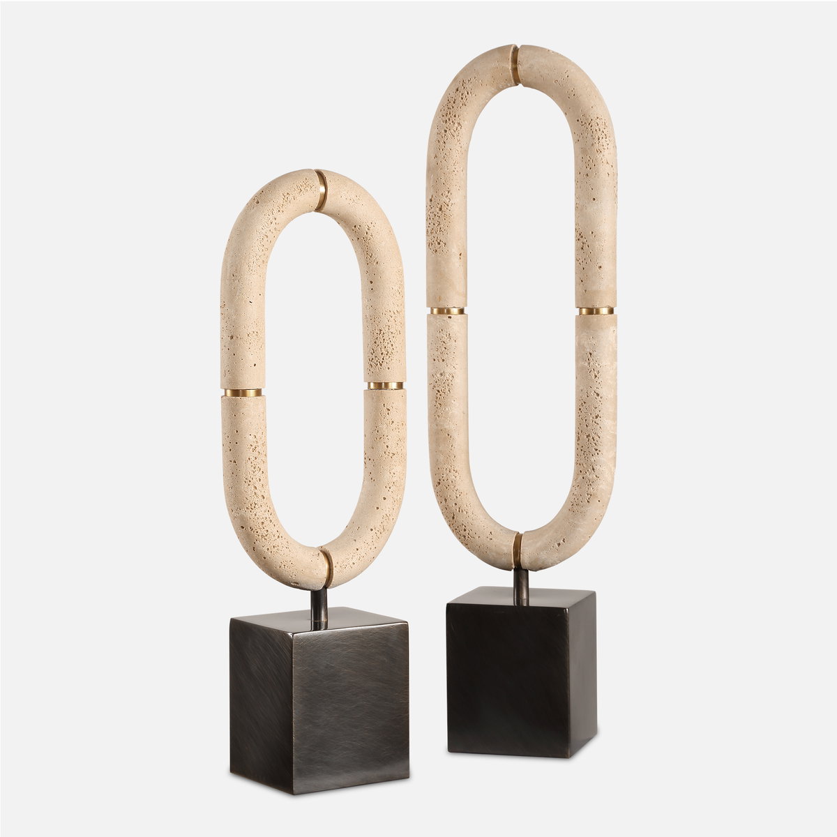 Oval Sculptures Fusion Set/2, Figurines & Statue by Uttermost, 6.25" width x 22.25" height x 4" depth View 1