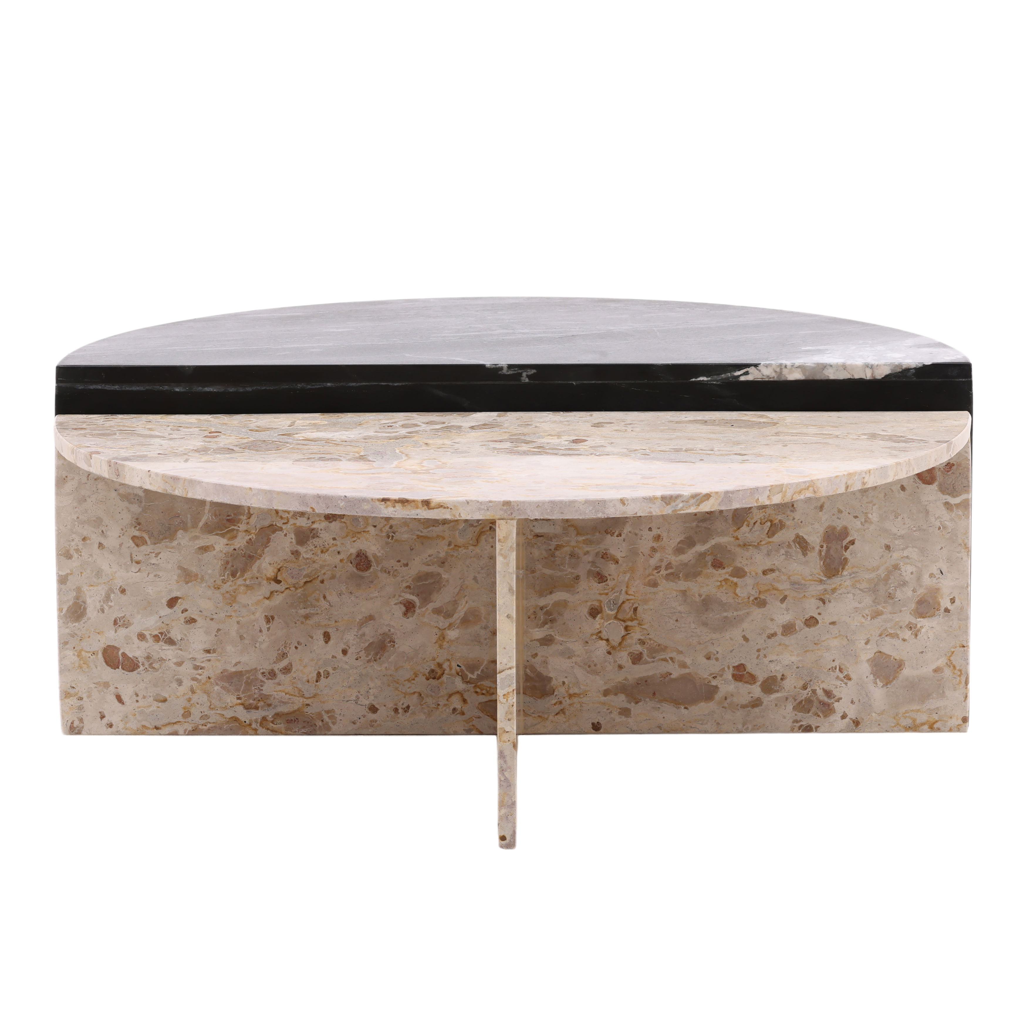 Harrington Coffee Table Set of 2 Black Cream, by Dovetail, 39" width x 16" height x 19.5" depth View 2