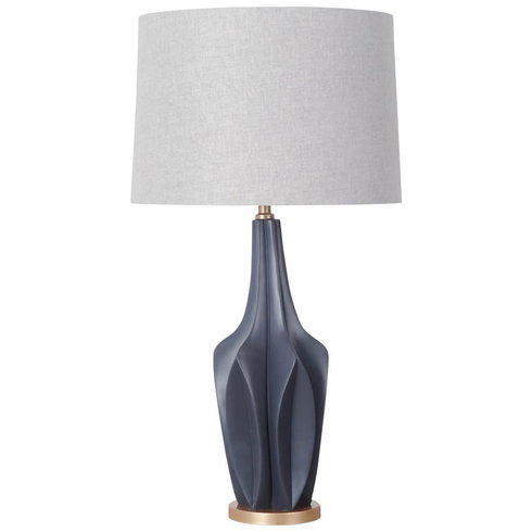 Bravar III 30" Gray-Blue Resin Base with Gray Fabric Shade Table Lamp
