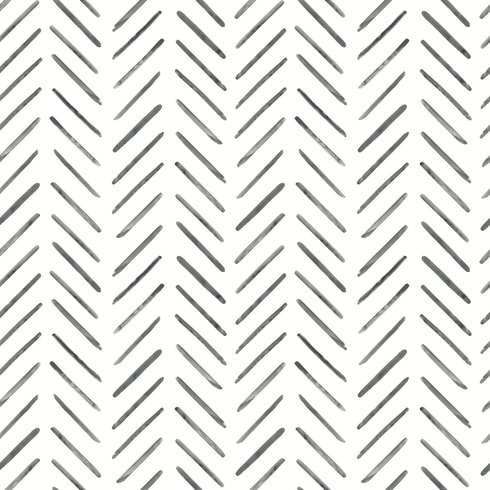 Painted Herringbone Black Wallpaper