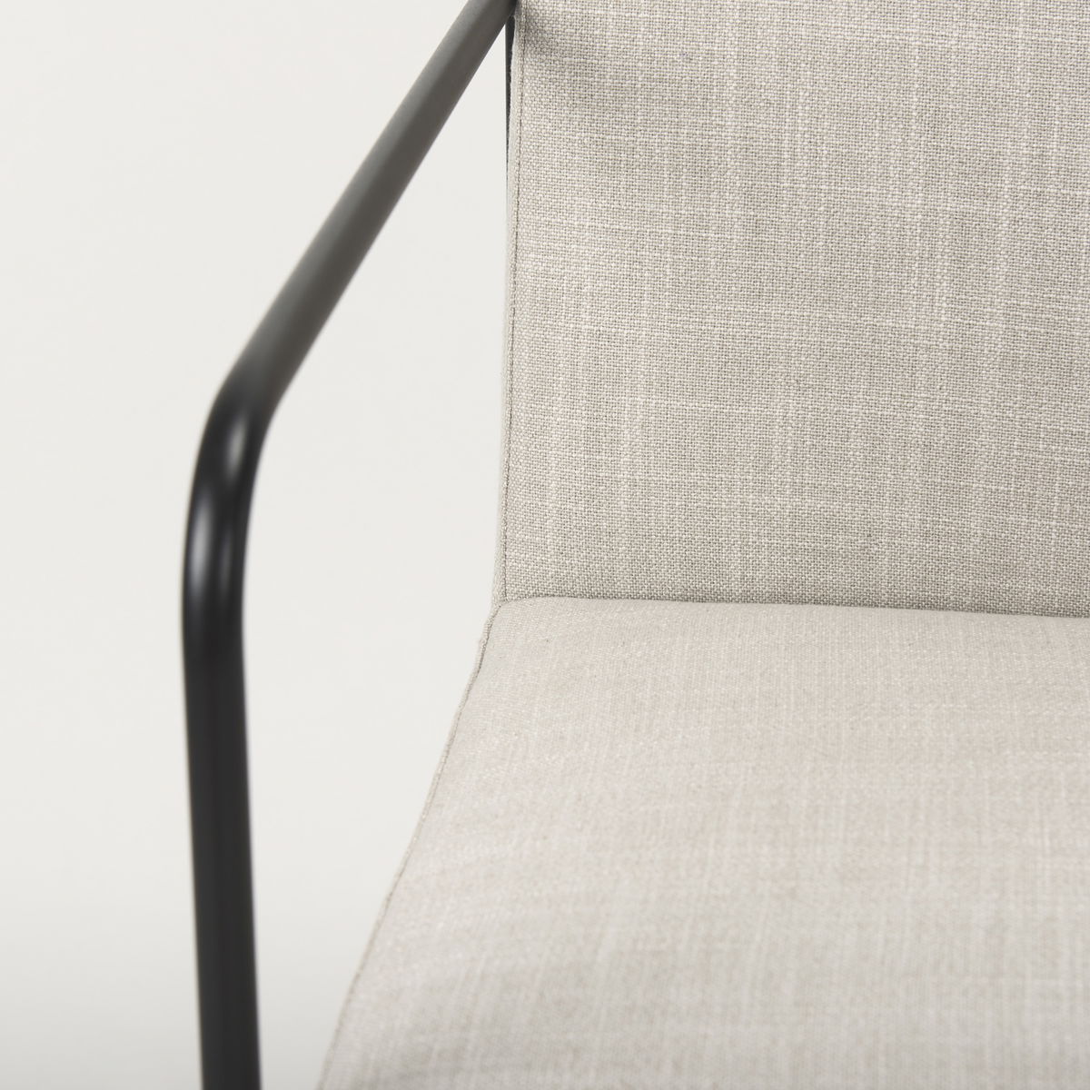 Stamford High-Back Dining Side Chair | Beige Linen with Black Metal, Dining Chair by Mercana, 25" length x 20.5" width x 36" height View 10