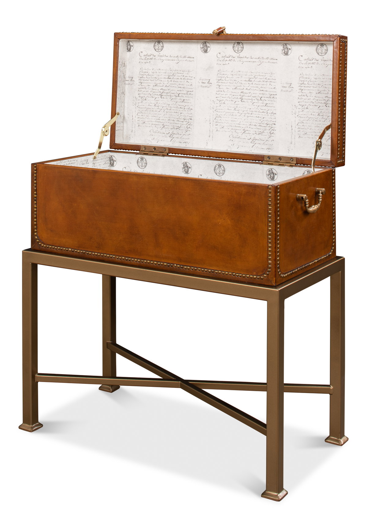 Remington Leather Box On Stand, by Sarreid, 1' length x 2' width x 2' height View 8