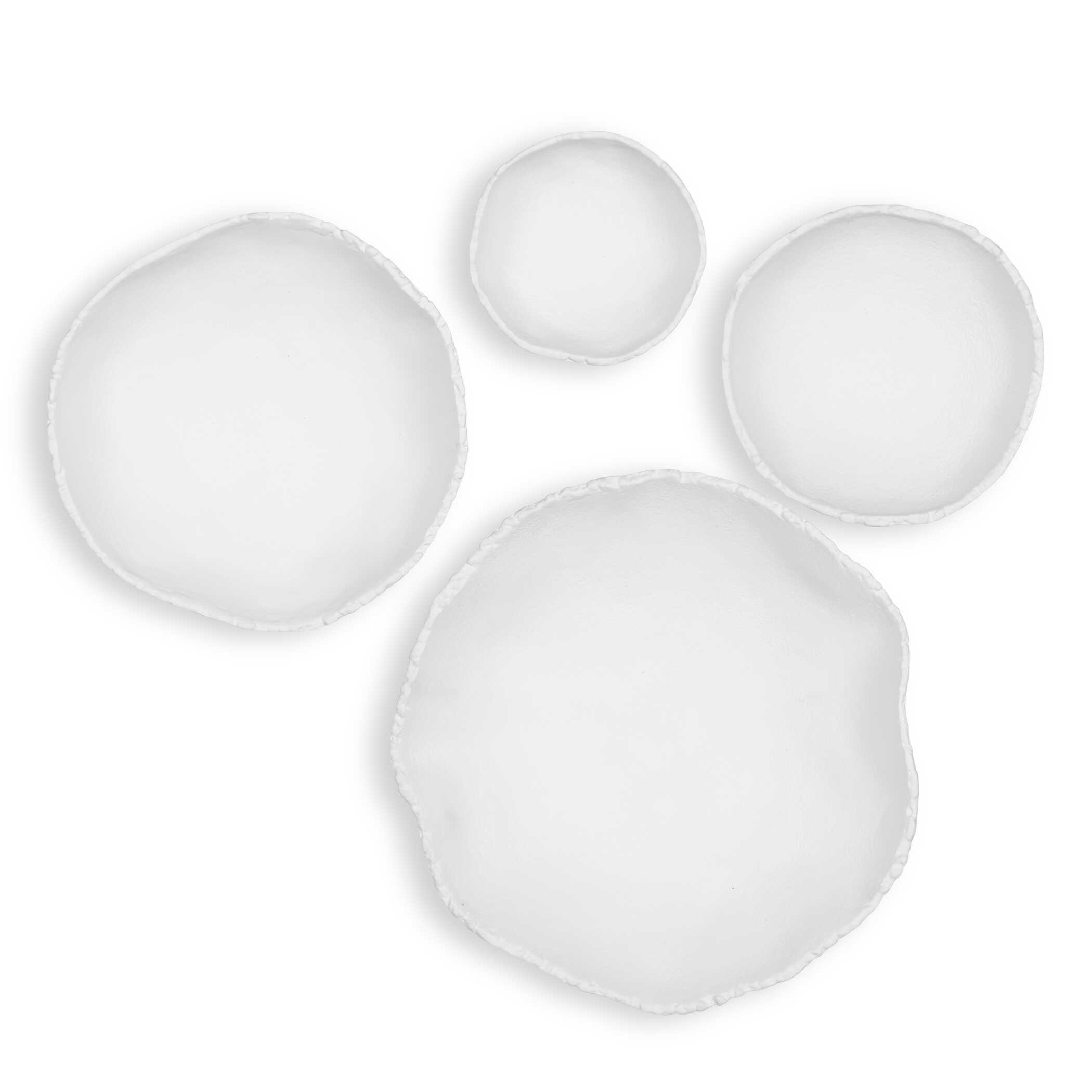 Lucky Coins White Metal Wall Bowls Set/4, Sculptural Wall Art by Uttermost, 11" width x 11" height x 2.5" depth View 1