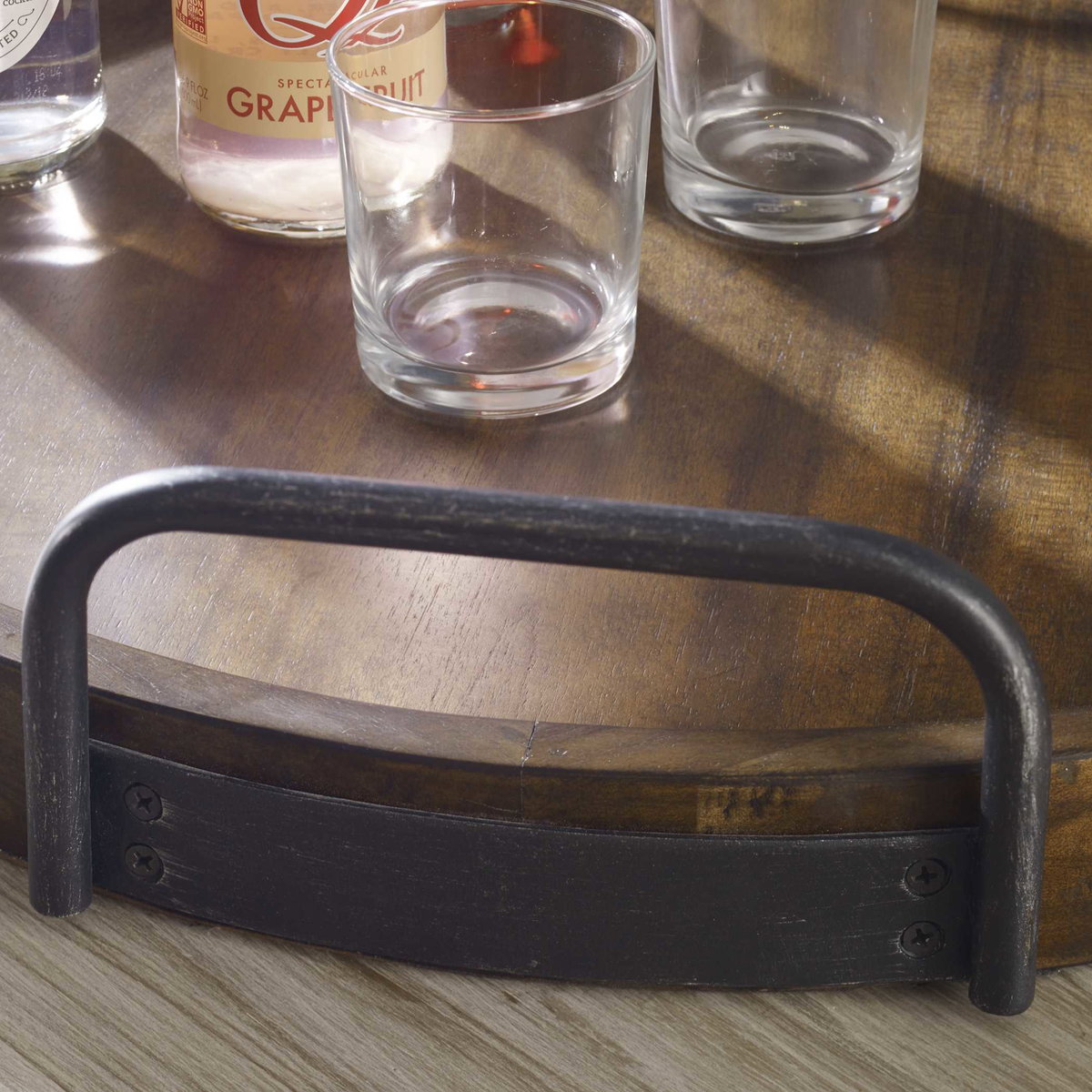 Reine Round Wooden Tray, Decorative Tray by Uttermost, 23.5" width x 4.25" height x 23.5" depth View 4