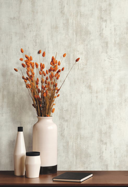 Concrete Patina White & Neutral Wallpaper