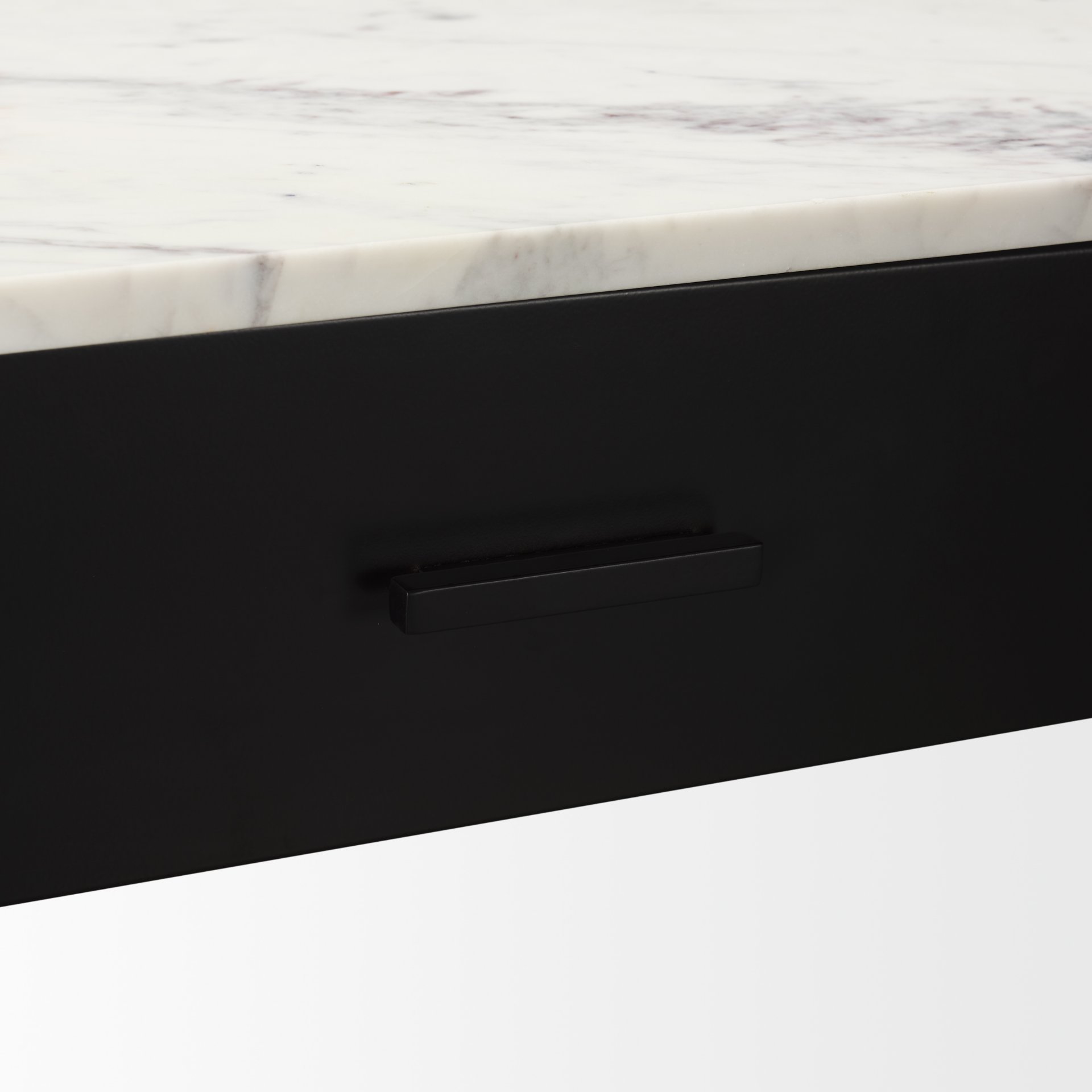 Amika White Marble Top Black Metal Base Console Table large image 