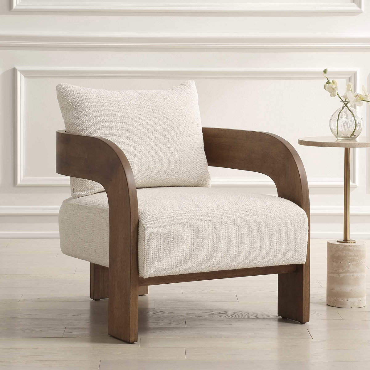 Rowan Ivory Accent Chair, by Uttermost, 27" width x 31" height x 30" depth View 4