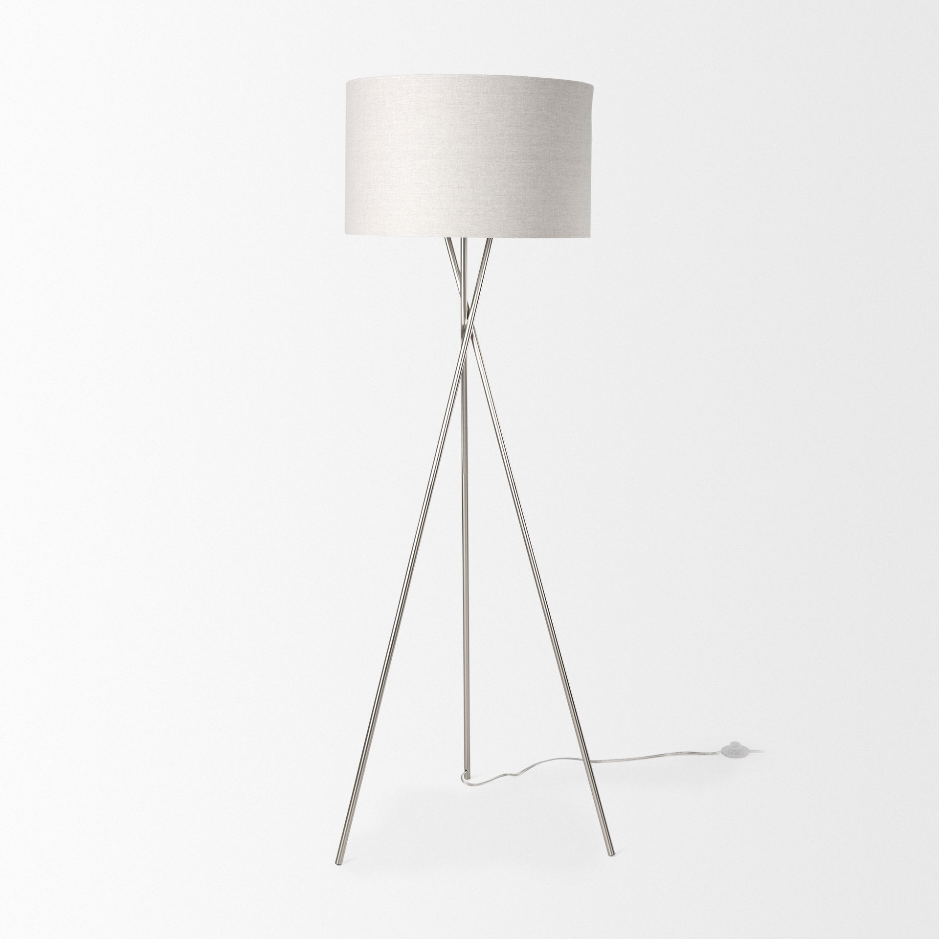 Ambrose  Silver Metal with Beige Fabric Shade Floor Lamp, by Mercana, 20" length x 20" width x 61.8" height View 3