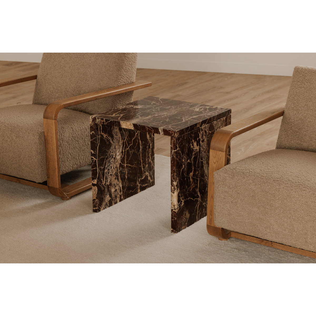 Rosa Accent Table Rosso Levanto Marble, Side & End Table by Moe's Home, 20" width x 20" height x 20" depth View 7