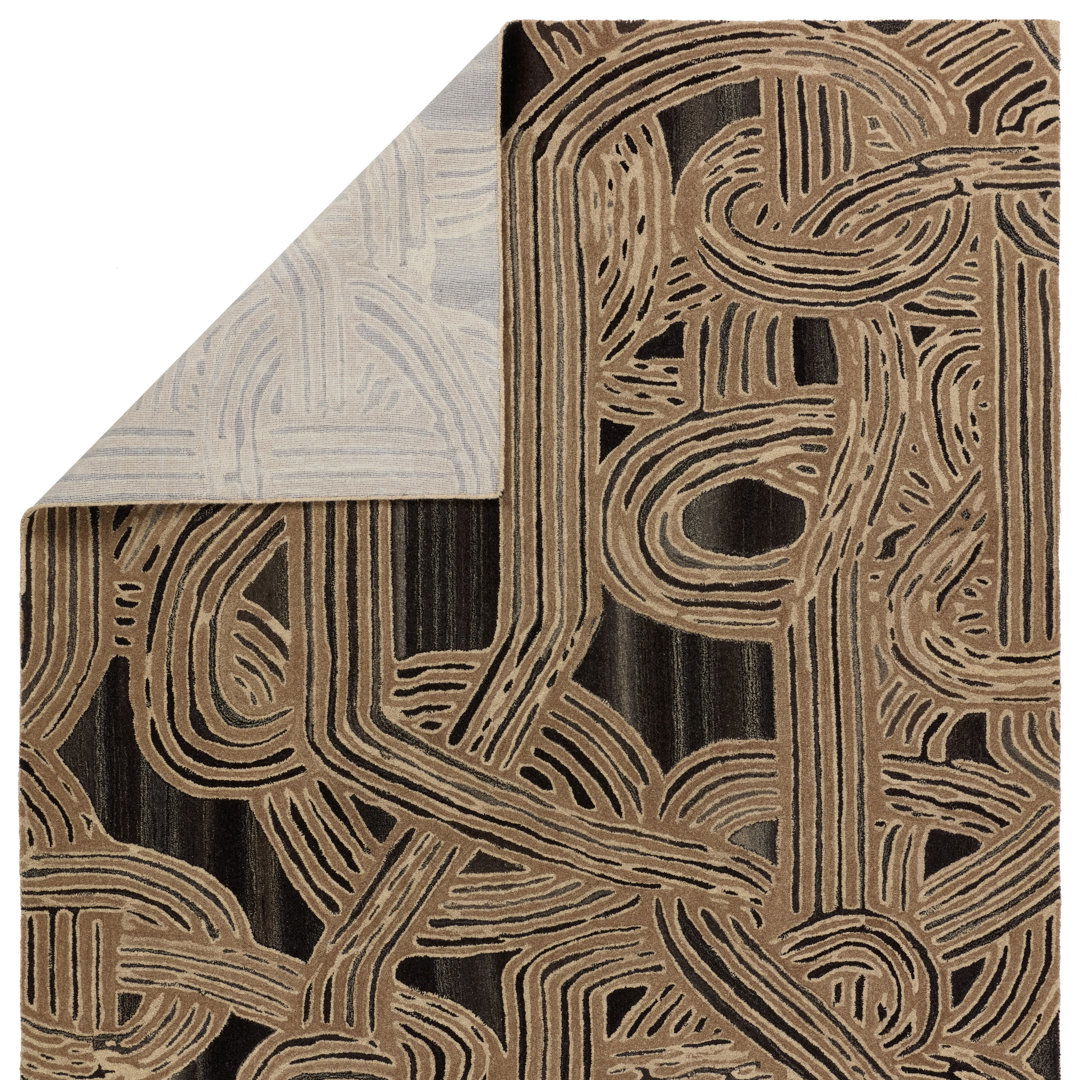 Verde Home By Jaipur Living Kathmandu PVH13 Handmade Abstract Tan and Black Area Rug (6'x9') large image 