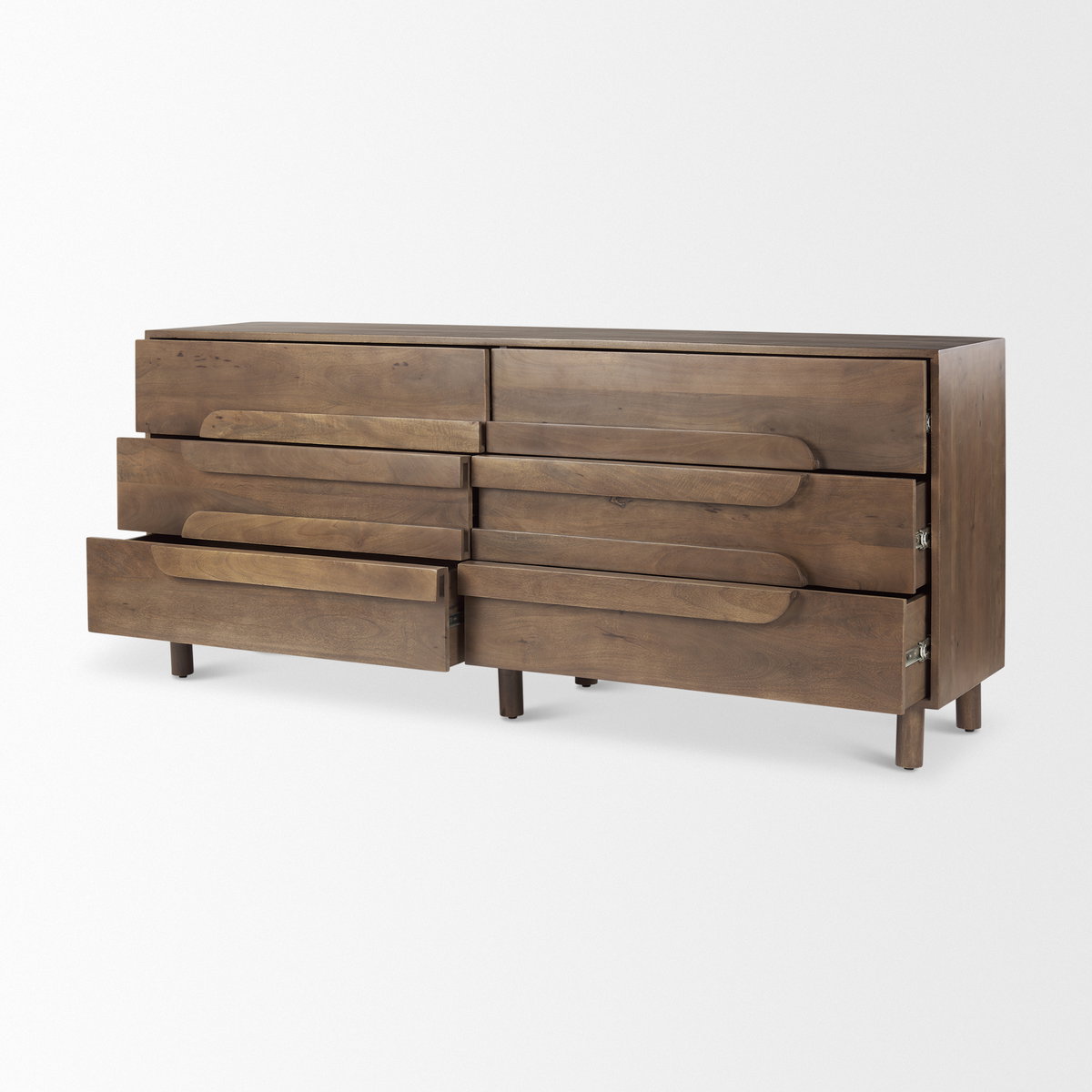 Astrid 71L x 17W x 30.3H Medium Brown Solid Wood 6 Drawer Sideboard, Sideboards & Buffet by Mercana, 71" length x 17" width x 30.25" height View 5