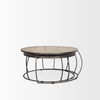 Clapp Round Light Brown with White Wash Wood and Silver Metal Nesting Coffee Tables (Set of 2), by Mercana, 44" length x 44" width x 20" height thumbnail 6