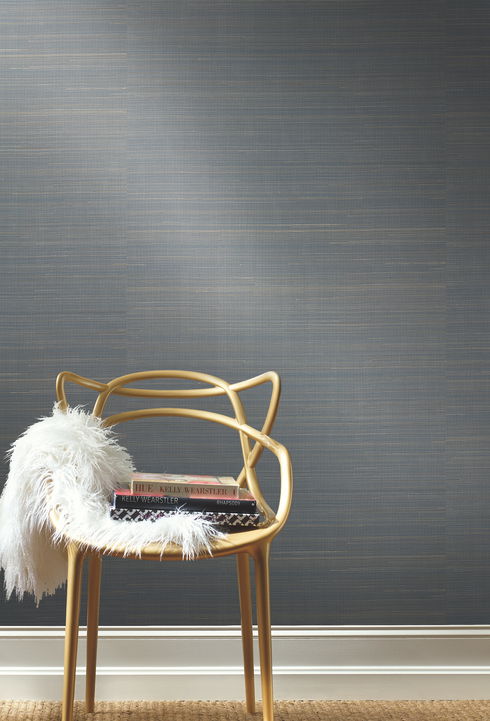 Abaca Weave Blue Wallpaper