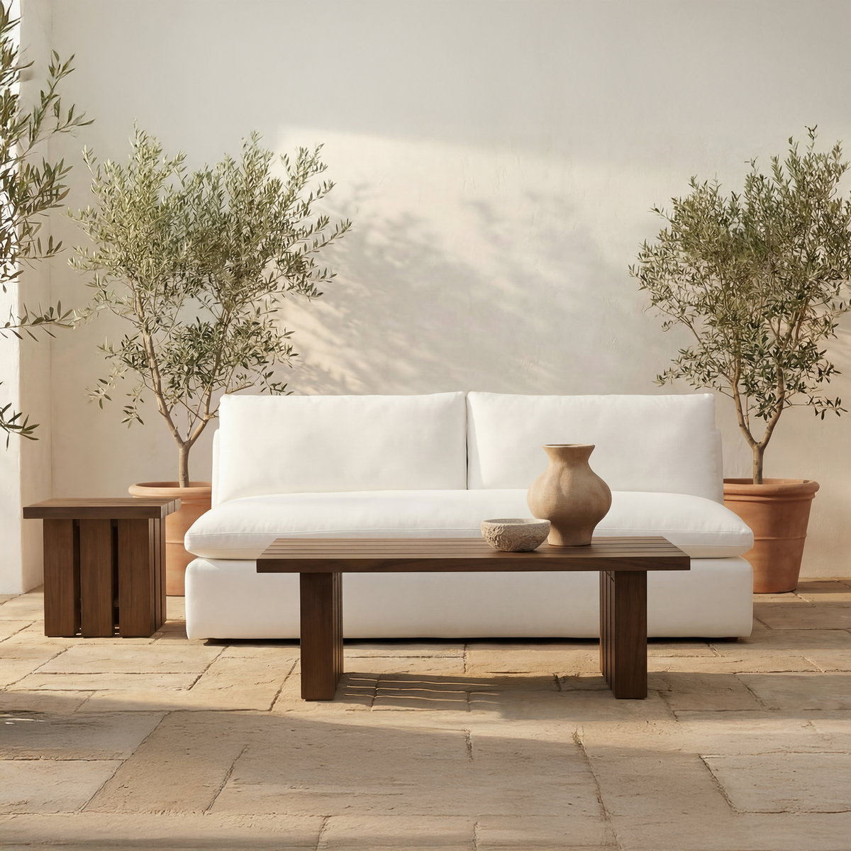 Denby Outdoor Side Table Brown, Outdoor Table by Moe's Home, 1'10" width x 1'8" height x 1'10" depth View 6