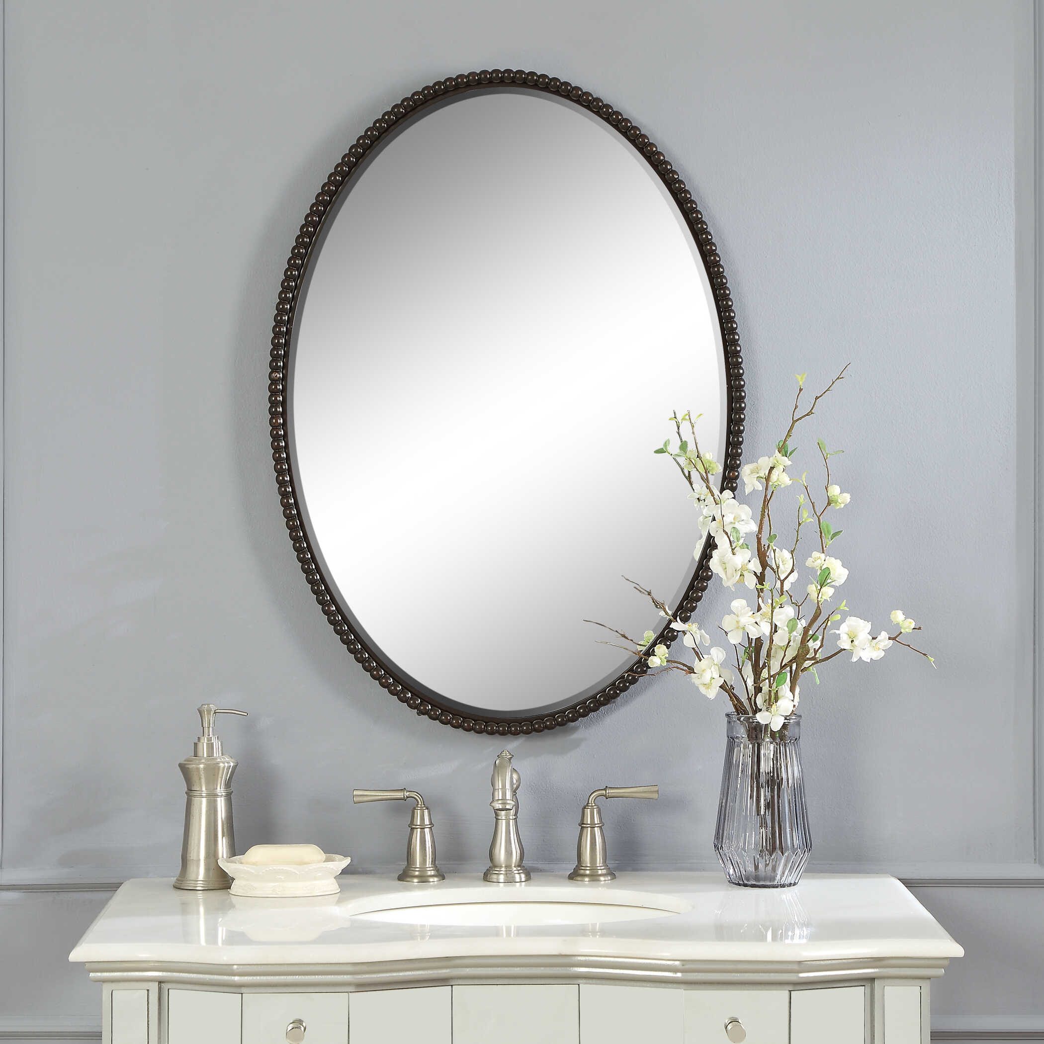 Sherise Bronze Oval Mirror, by Uttermost, 22" width x 32" height x 1.75" depth View 2