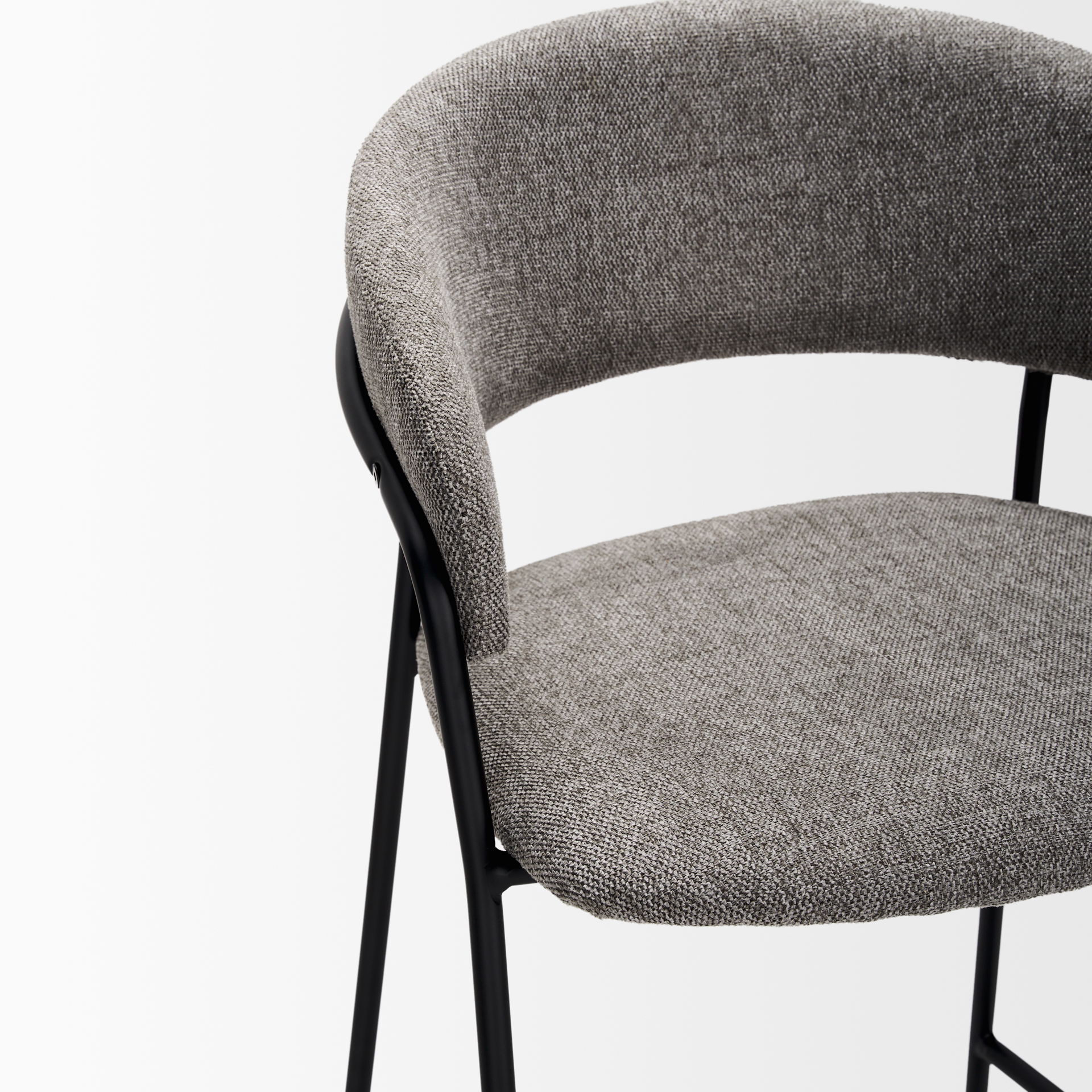 Carolyn Bar Stool with Gray Fabric & Matte Black Metal large image 